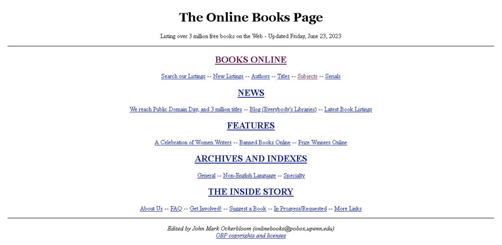 The online book page